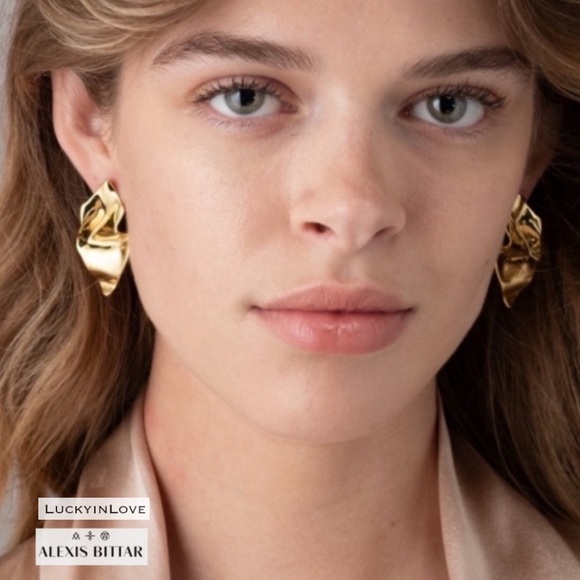 ALEXIS BITTAR • Gold Crumpled Metal Post Earrings